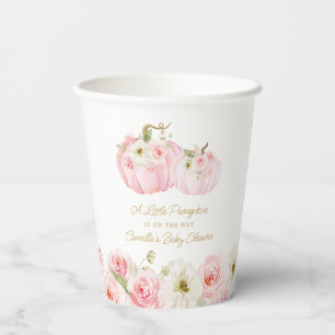 Herfst Pink Pumpkin Baby shower Party Papieren Bekers