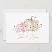 Herfst Pink Pumpkin Girl Baby shower Hartelijk dan Bedankkaart (Voorkant)