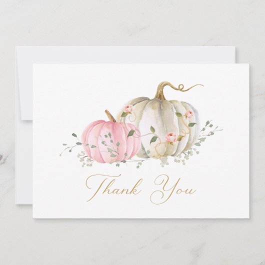Herfst Pink Pumpkin Girl Baby shower Hartelijk dan Bedankkaart (Voorkant)
