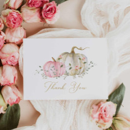 Herfst Pink Pumpkin Girl Baby shower Hartelijk dan Bedankkaart