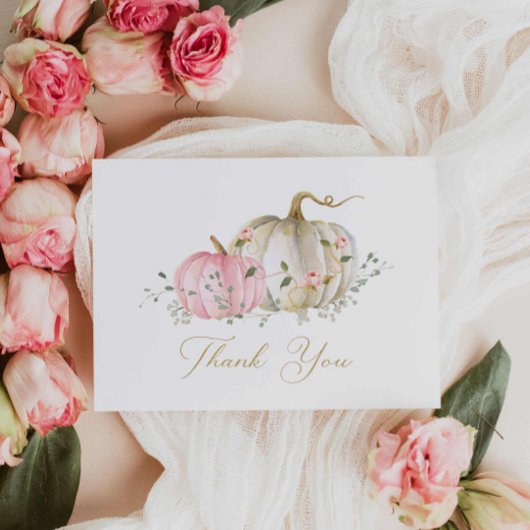 Herfst Pink Pumpkin Girl Baby shower Hartelijk dan Bedankkaart