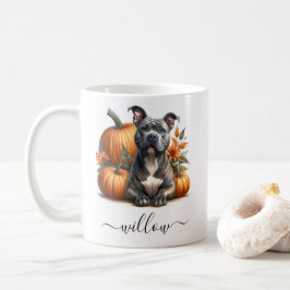 Herfst Pitbull Dog Mok met gepersonaliseerde naam