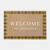 Herfst Plaid Aangepaste Familienaam Welkom Deurmat (Voorkant)