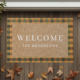 Herfst Plaid Aangepaste Familienaam Welkom Deurmat