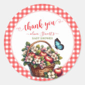 Herfst plaid Apple thema Baby shower bedankt Ronde Sticker (Voorkant)