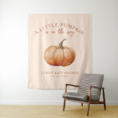 Herfst Plaid Een beetje pompoen Baby shower achter Wandkleed (In situ)