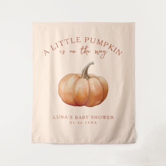 Herfst Plaid Een beetje pompoen Baby shower achter Wandkleed (Voorkant)