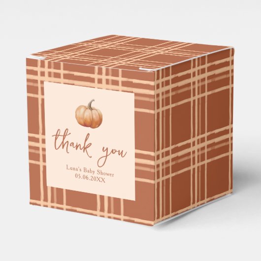 Herfst Plaid een beetje pompoen Baby shower Bedankdoosjes (Voorkant Zijde)