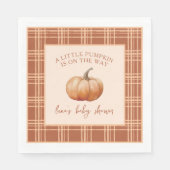 Herfst Plaid een beetje pompoen Baby shower servet (Voorkant)