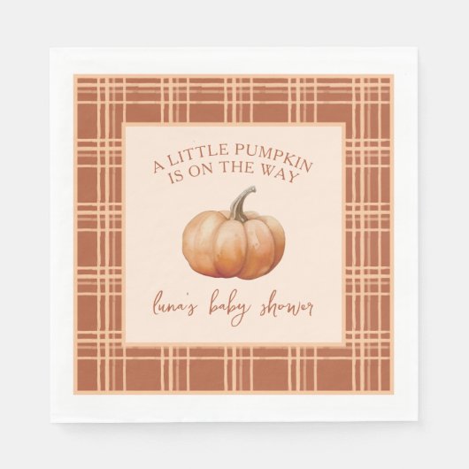 Herfst Plaid een beetje pompoen Baby shower servet (Voorkant)