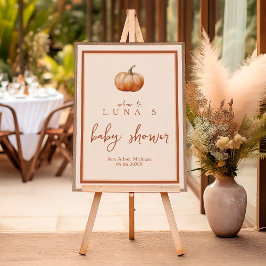 Herfst Plaid een beetje pompoen Baby shower welkom Poster