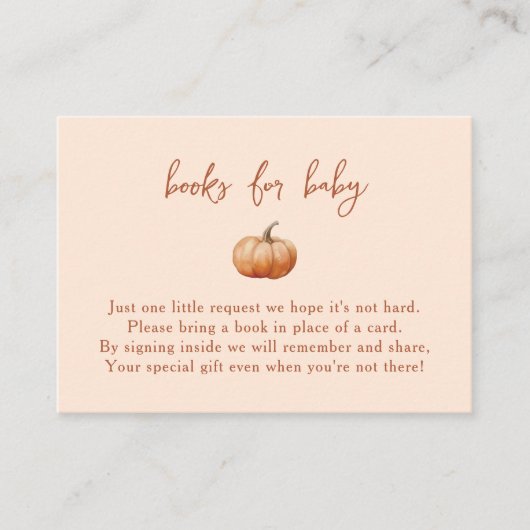 Herfst Plaid een beetje pompoen boeken voor Baby Informatiekaartje (Voorkant)