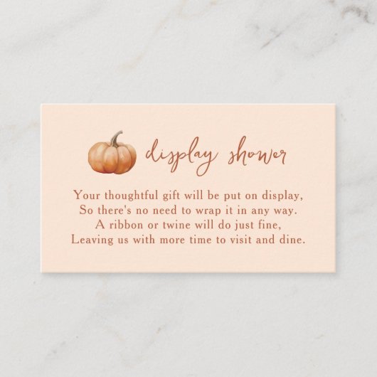 Herfst Plaid een beetje pompoen display douche Informatiekaartje (Voorkant)