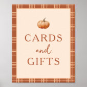 Herfst Plaid Een beetje pompoen Kaarten en geschen Poster (Voorkant)