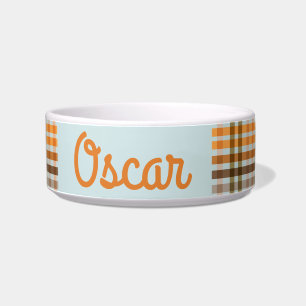 Herfst Plaid Geruite Patroon Gepersonaliseerde Dog Voerbakje