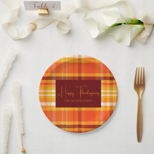 Herfst Plaid Home Decor Herfst Seizoen Thanksgivin Papieren Bordje (Huwelijk)