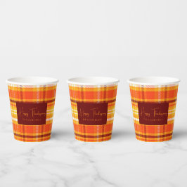 Herfst Plaid Huisdecoratie Thanksgiving Seizoen Papieren Bekers