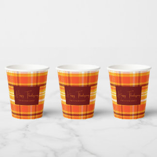 Herfst Plaid Huisdecoratie Thanksgiving Seizoen Papieren Bekers