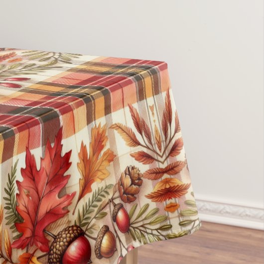 Herfst Plaid met Bladeren en Eikels Tafelkleed (Voorbeeld)