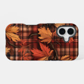 HERFST PLAID PATTERN & HERFSTBLADEREN iPhone 16 HOESJE (Achterkant horizontaal)