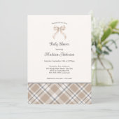 Herfst Plaid Ribbon neutraal gender baby shower Kaart (Staand voorkant)