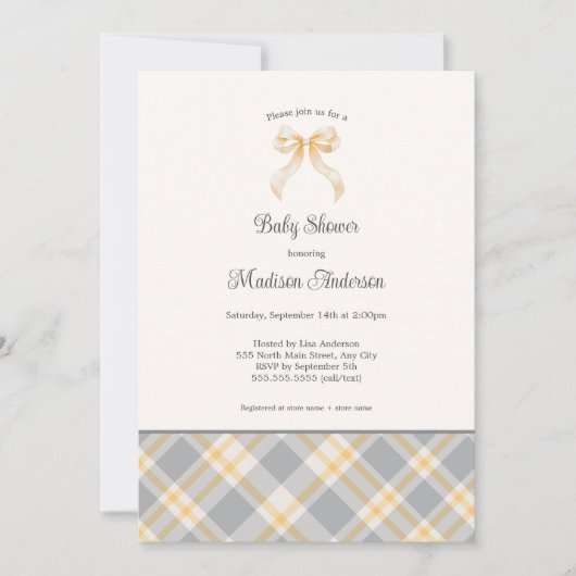 Herfst Plaid Ribbon neutraal gender baby shower Kaart (Voorkant)