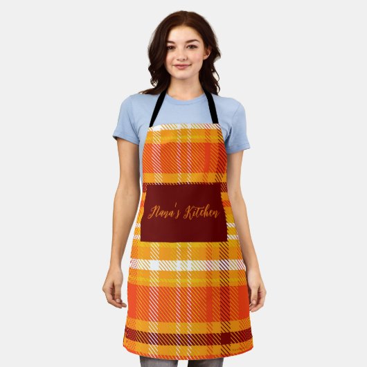 Herfst Plaid Tartan Home Decor Herfst Seizoen Schort (Gedragen)