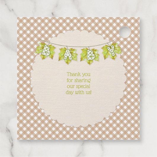 Herfst Plaid Teddy Bear Pompoenbladeren Bedankjes Labels (Achterkant)