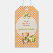 Herfst Plaid Teddy Bear Pompoenbladeren Cadeaulabel (Voorkant)