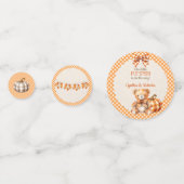 Herfst Plaid Teddy Bear Pompoenbladeren Confetti (Voorkanten)