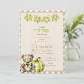 Herfst Plaid Teddy Bear Pompoenbladeren Kaart (Staand voorkant)