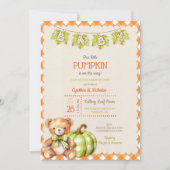 Herfst Plaid Teddy Bear Pompoenbladeren Kaart (Voorkant)