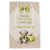 Herfst Plaid Teddy Bear Pompoenbladeren Medium Cadeauzakje (Voorkant)