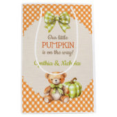 Herfst Plaid Teddy Bear Pompoenbladeren Medium Cadeauzakje (Voorkant)