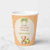Herfst Plaid Teddy Bear Pompoenbladeren Papieren Bekers (Voorkant)