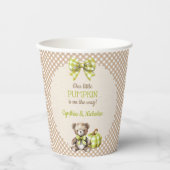 Herfst Plaid Teddy Bear Pompoenbladeren Papieren Bekers (Voorkant)