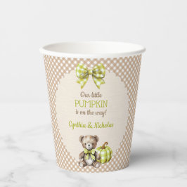 Herfst Plaid Teddy Bear Pompoenbladeren Papieren Bekers