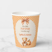 Herfst Plaid Teddy Bear Pompoenbladeren Papieren Bekers (Voorkant)