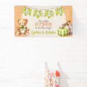 Herfst Plaid Teddy Bear Pompoenbladeren Spandoek (Insitu)