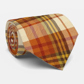 Herfst Plaid Warm Oranje & Roest Stropdas (Opgerold)