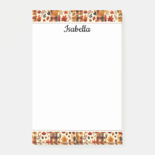 Herfst plaids, eikels, esdoorn bladeren kleurrijk post-it® notes