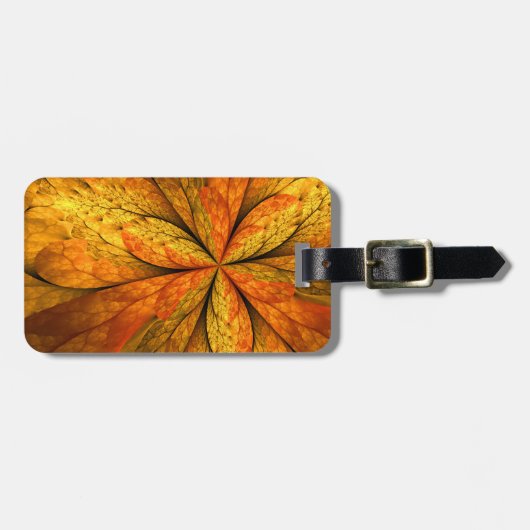 Herfst Plant, modern Abstract fractal kunstblad Bagagelabel (Voorkant horizontaal)