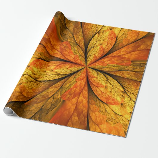 Herfst Plant, modern Abstract fractal kunstblad Cadeaupapier (Uitgerold)
