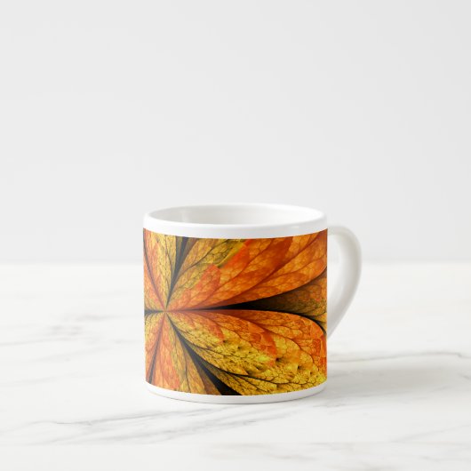Herfst Plant, modern Abstract fractal kunstblad Espresso Kop (Voorkant rechts)