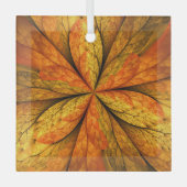 Herfst Plant, modern Abstract fractal kunstblad Glas Ornament (Voorkant)