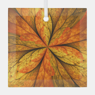 Herfst Plant, modern Abstract fractal kunstblad Glas Ornament