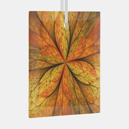 Herfst Plant, modern Abstract fractal kunstblad Glas Ornament (Voorkant Rechts)