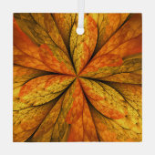 Herfst Plant, modern Abstract fractal kunstblad Glas Ornament (Achterkant)