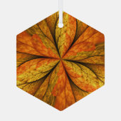 Herfst Plant, modern Abstract fractal kunstblad Glas Ornament (Achterkant)