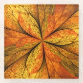 Herfst Plant, modern Abstract fractal kunstblad Glazen Onderzetter (Voorkant)